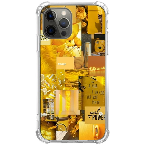 Yellow Aesthetic Case Compatible with iPhone 12 Pro,Unique Art Design TPU Shock-proof Full Cover