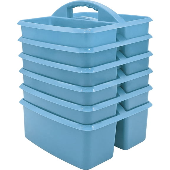 Teacher Created Resources Light Blue Plastic Storage Caddy, Pack of 6