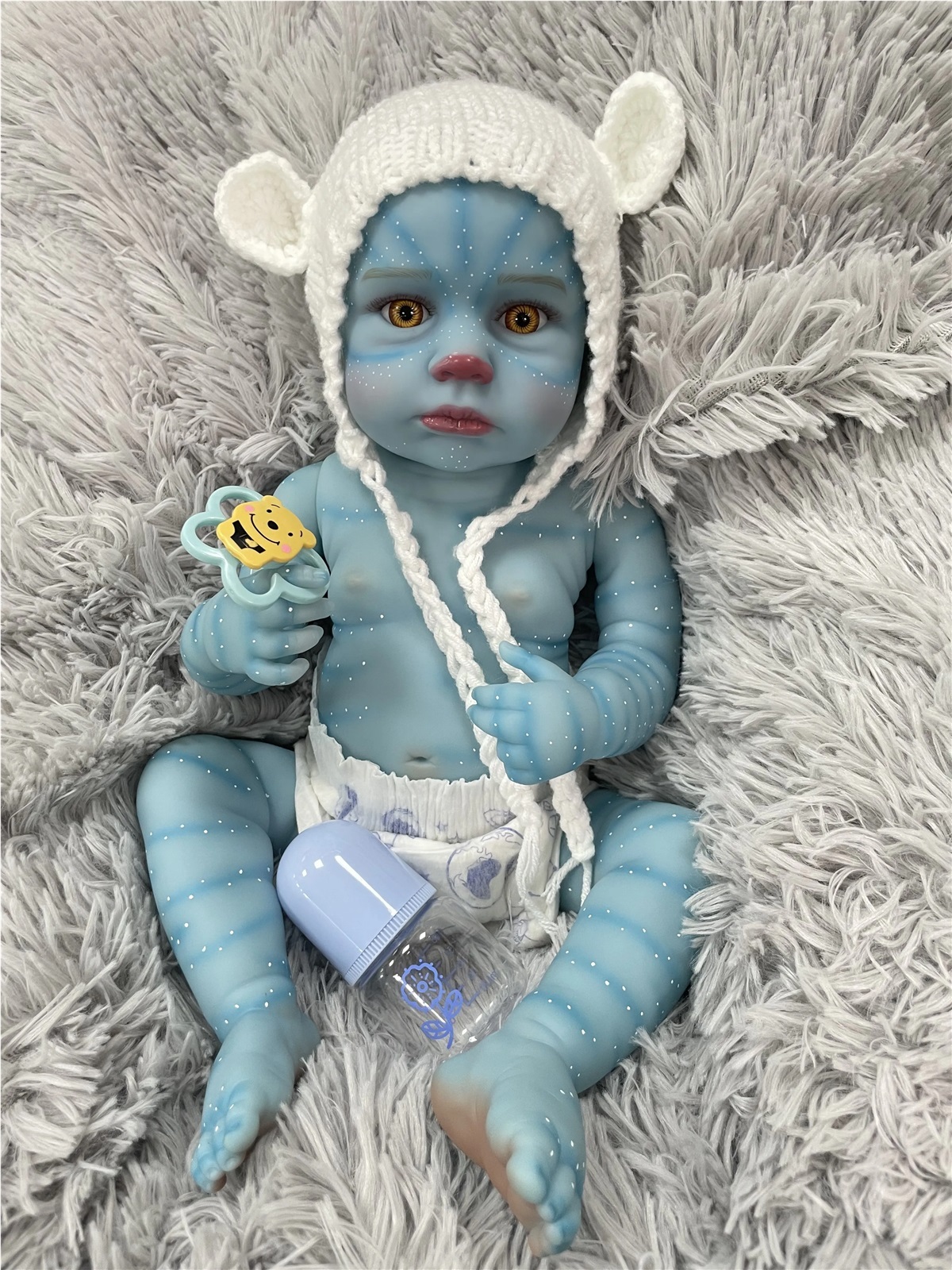 GloTide 20 Inch/50cm Realistic Avatar Newborn vinyl Baby Dolls 3D Paint Blue Skin Lifelike Reborn Baby Doll Kit Gift