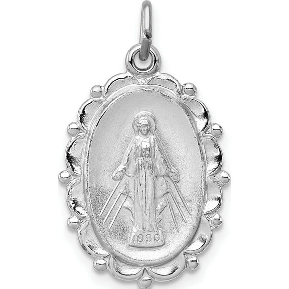 Sterling Silver Rhodium-Plated Miraculous Medal (25 X 13) Made In United States qc3489