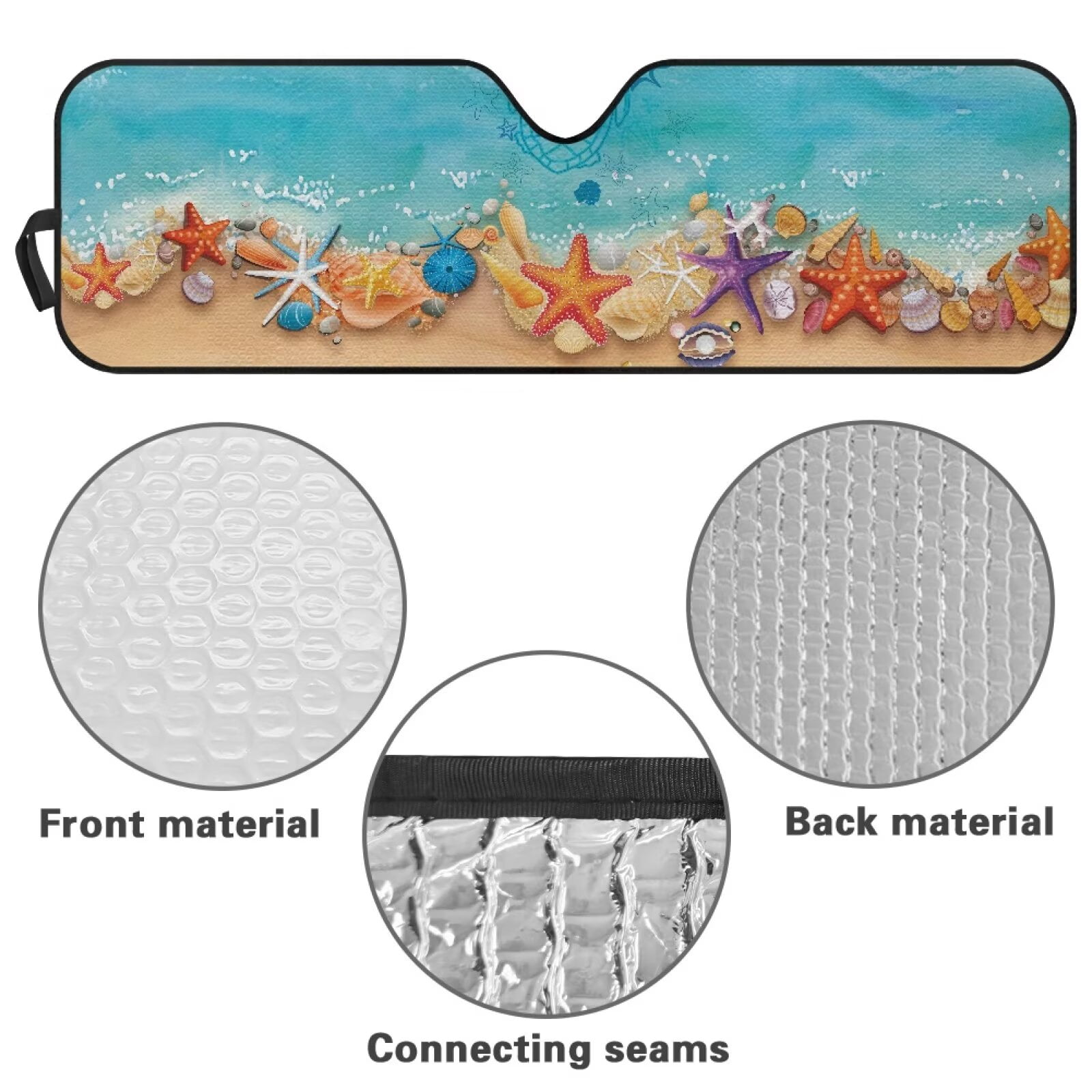 Binienty Beach Starfish Car Sun Shade Windshield for Jeep Gladiator JT 2020-2025 Jeep Gladiator JT 2020-2025 Heat Shield Sunshade Auto Sun Visor Heat Protection Automotive Interior Accessories