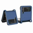 thumbnail image 4 of Allytech for Samsung Galaxy Z Flip 4 Phone Case with Card Holder, PC Hard Shockproof Back Cover Slim Durable Protective PU Leather Phone Case Cover, Darkblue, 4 of 5