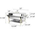 thumbnail image 7 of TrueCraftware- 8 Qt. Full Size Stainless Steel Continental Chafing Dish Brass Accent Complete Set- Food Warmer Chafers and Buffet Warmer Sets for Catering Event Party Holiday Buffet Weddings Catering, 7 of 7