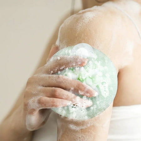Suction Cup Bath Scrubber Wall-Mounted Body Sponge Resilient Foaming Loofah Exfoliating Personal Care Accessory Travel Friendly