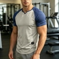 thumbnail image 2 of DagobertNiko Mens T-Shirts V-Neck Color Block Slim Fitted Breathable Quick Dry High Elastic Sports Summer Top for Gym, 2 of 6