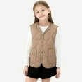 thumbnail image 2 of Khaki Boy Girl Children Boy Girl Cami Tank Thermal Thick Fuzzy Gradient Vest Padded Jacket Outfit Sweatshirt for Kid Sleeveless Long Sleeve Boat Neck Work Out Gym Lounge 2025 5 Years, 2 of 9