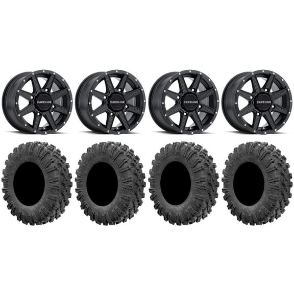 Raceline Hostage 14" Black Wheels 27" MotoRavage Tires Polaris RZR XP 1000 / PRO XP / Ranger XP 900/1000