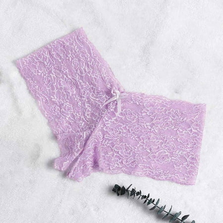 New Sexy Women Underwear Floral Lace Lingerie Plus Size Underwear High Waist Open Crotch Bowknot Boyshort PantiesPinkXXL