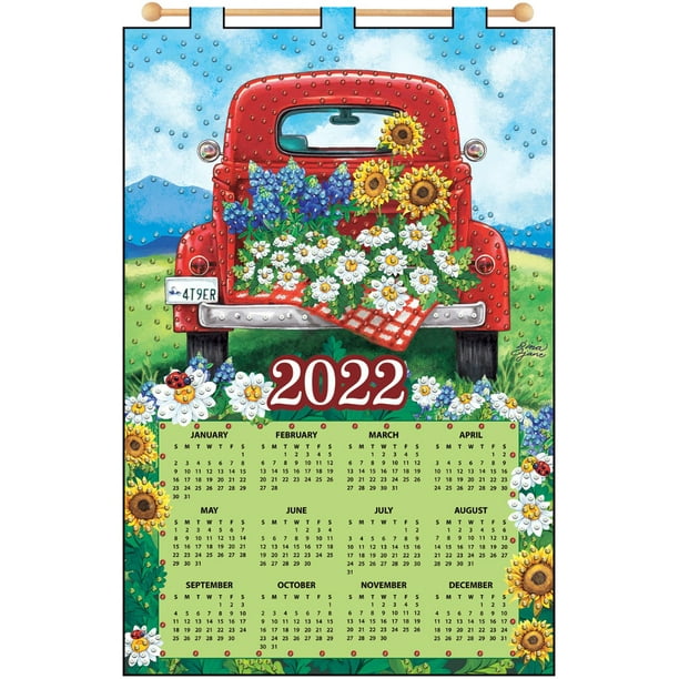 Design Works Red Truck 2022 Felt Calendar Walmart Com Walmart Com