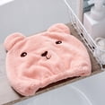 thumbnail image 4 of Gorro suave y absorbente para cabello seco, lindo oso de dibujos animados, microfibra súper suave, toalla de secado rápido para niños y adultos (rosa), 4 of 5