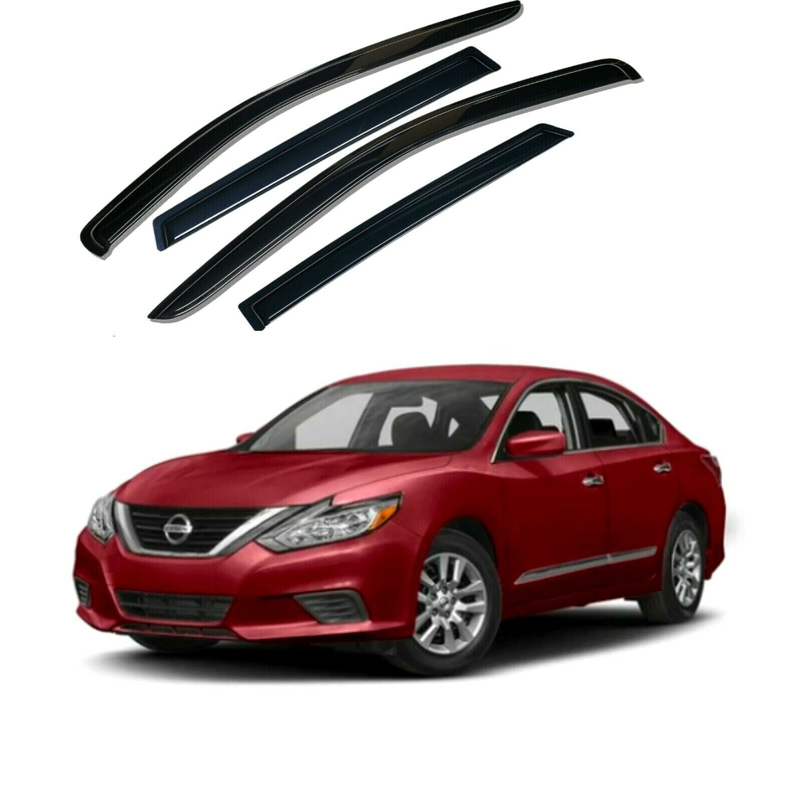 Black Window Visors Sun Vent Rain Guards Deflectors for Nissan 2013