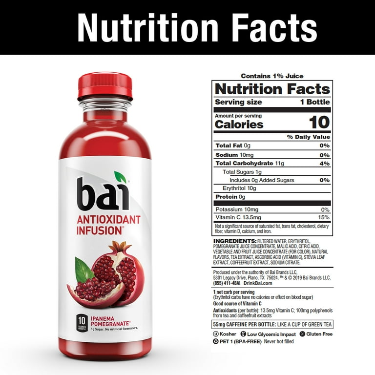 Bai Gluten-Free, Ipanema Pomegranate, Antioxidant Infused Drink