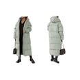 thumbnail image 3 of Women Long Quilted Coat Hooded Maxi Length Long Sleeve Puffer Jacket Padded Coat Winter Outerwear Green S, 3 of 6