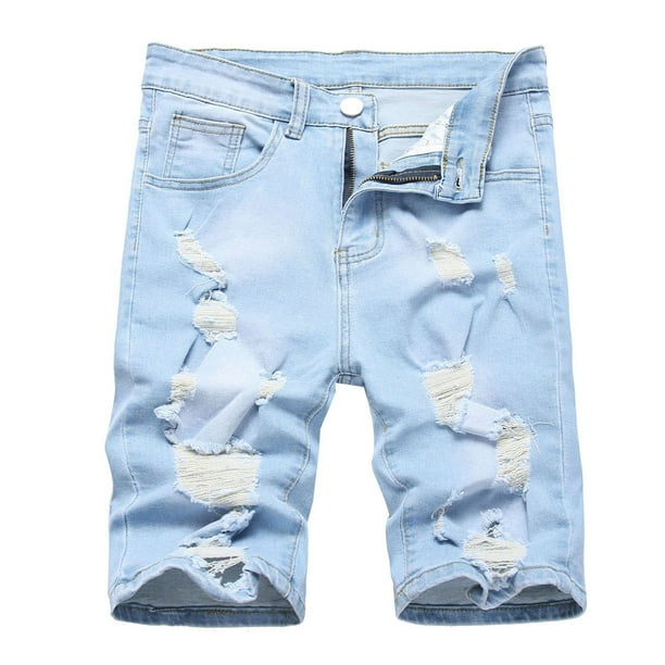 JXMVOJ Men's Ripped Denim Shorts & Jeans Mid-length Pants