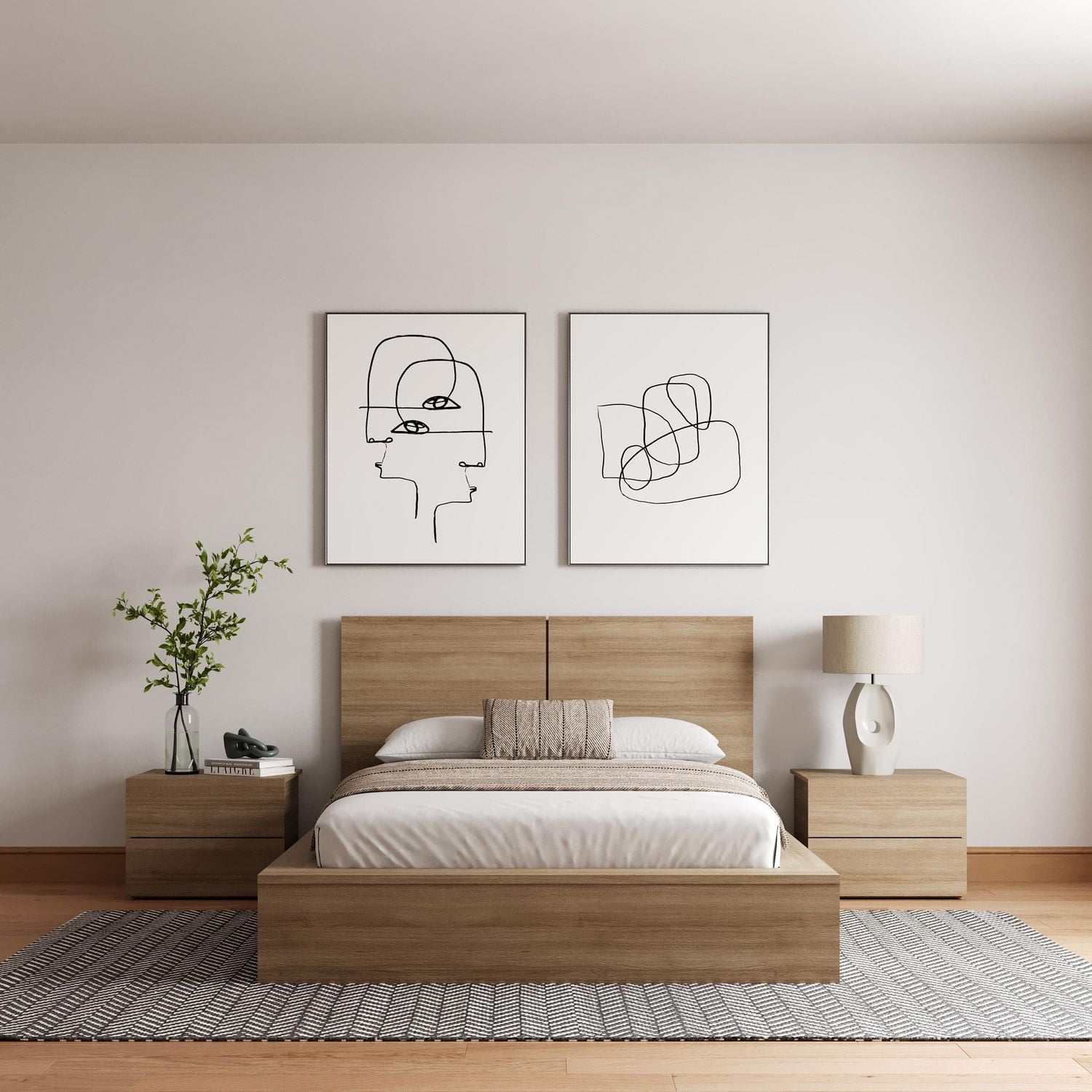 James 4-Piece Bedroom Set with Bed, Headboard and 2 Nightstands