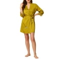 thumbnail image 2 of INSPIRE CHIC Women's 2 Pcs Satin Pajama Sets Nightgown with Robe Lingerie Lounge Sleepwear S Yellow, 2 of 5
