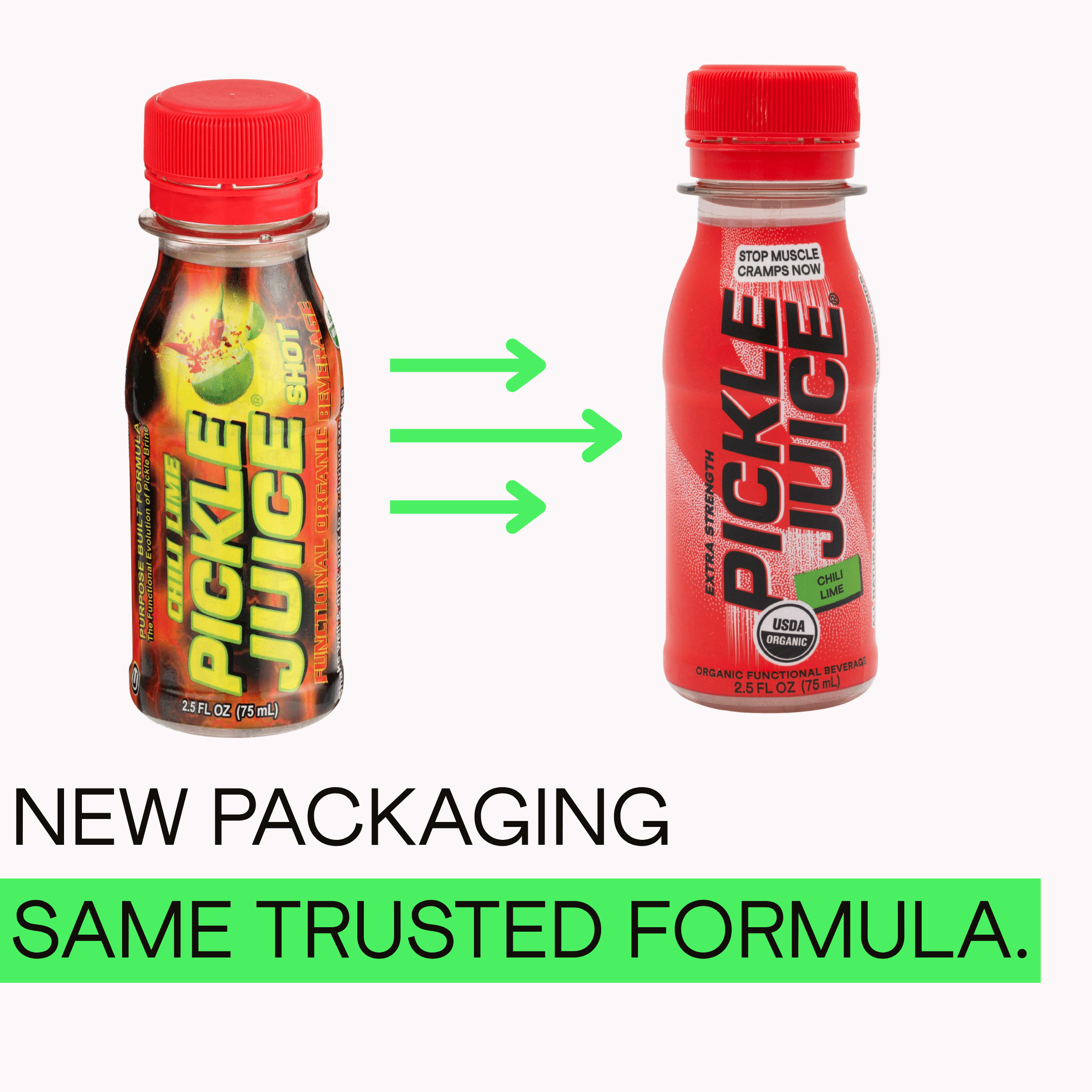 Pickle Juice Shot, 2.5 oz Bottle, Chili Lime, Organic, Extra Spicy, Liquid Muscle Relief, Spicy Medium