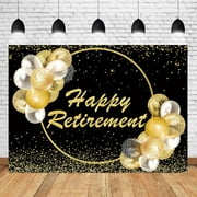 Gold & Black Retirement Backdrop: Golden Circle Retired Party Background for Photography - Women Men Retirement We Will Miss You Farewell Parties Centerpiece Banner
