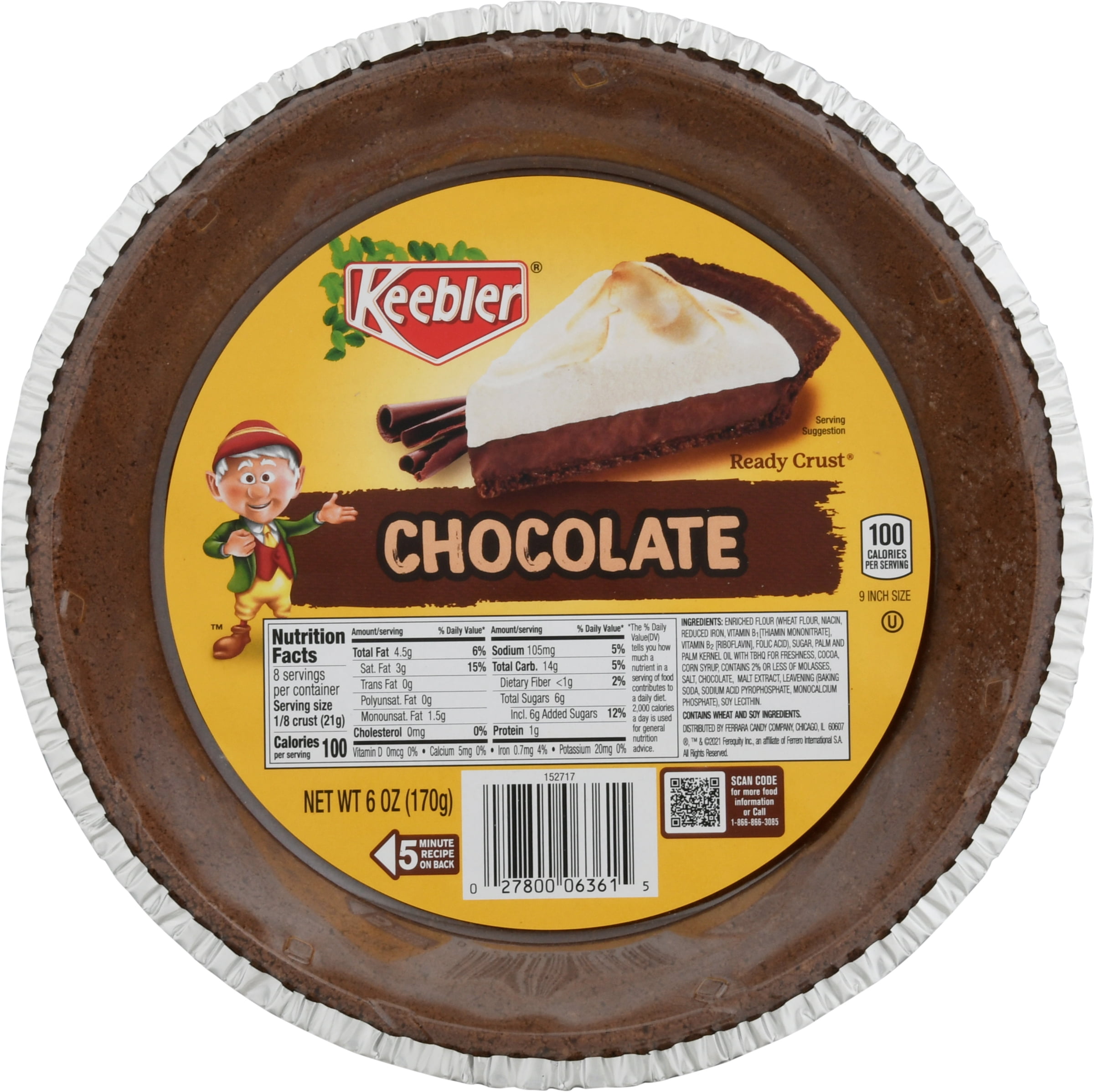 Keebler Chocolate Pie Crust 9 inch (Dual Placement)