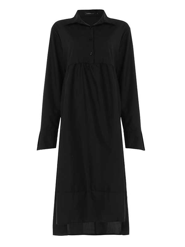 Celmia Women Long Sleeve Stand Collar Pleated Pullover Dress - image 4 of 5
