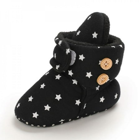

Infant Baby Boy Girl Toddler Shoes Star Print Prewalkers Booties Winter Soft Anti-slip Warm Crib Shoes