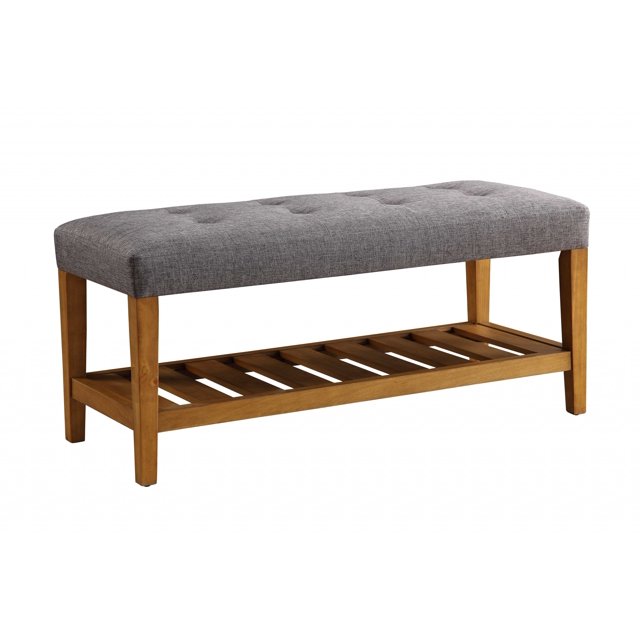 Banc Simple Gris et Chêne 40 Pouces X 16 Pouces X 18 Pouces