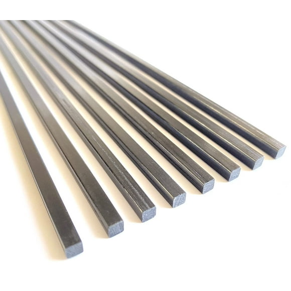 8 Pcs Tiges Carrées en Fibre de Carbone 4.0x4.0x420mm, 1.4/2/3/4/6mm Disponibles