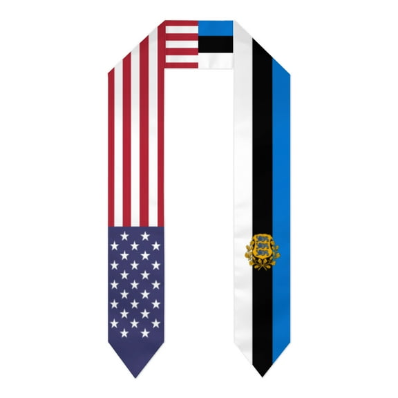Estonia & USA United States Flag Shawl Sash Stole Graduation Shawls Wraps Scraf For International Study