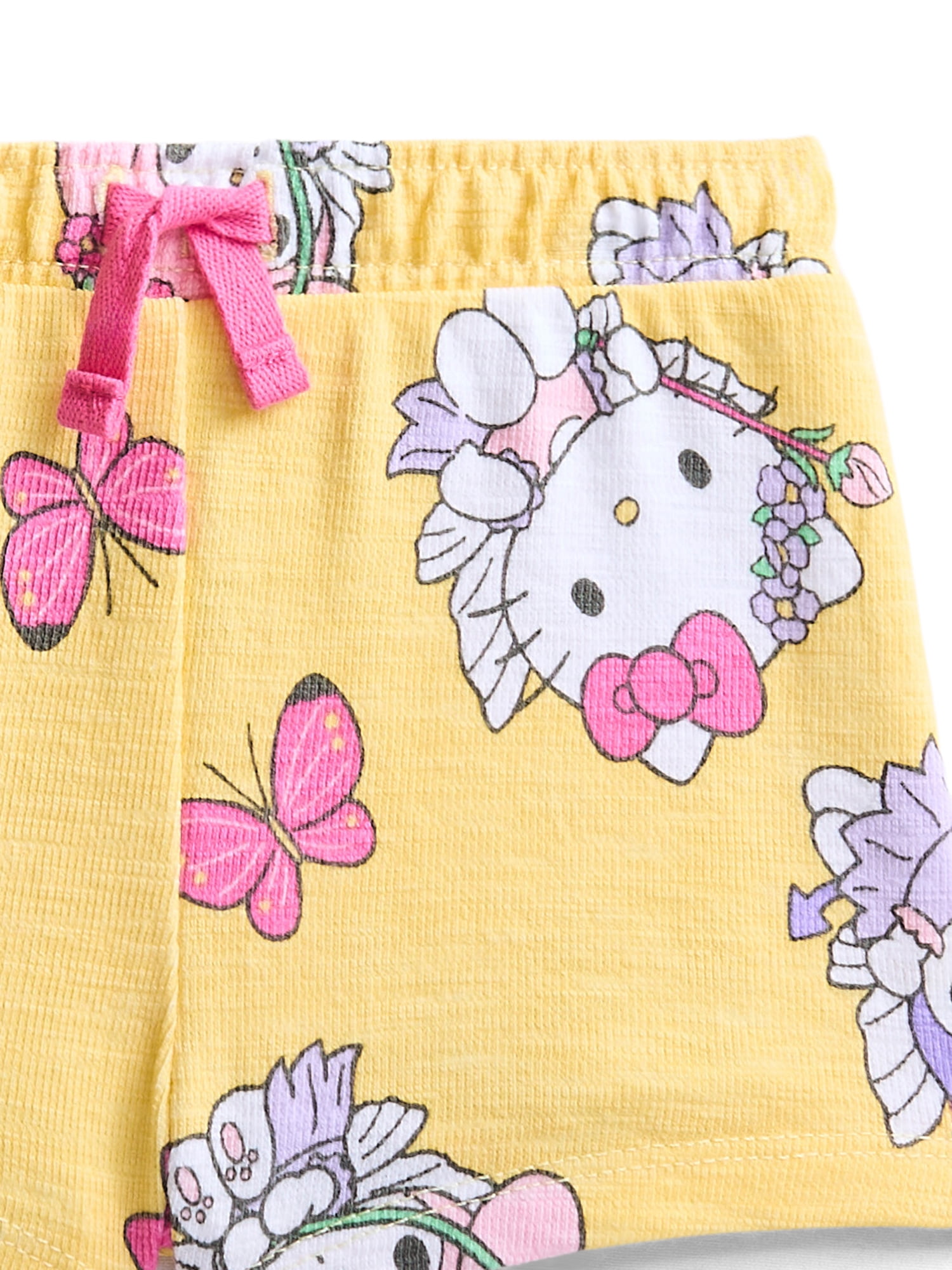 Hello Kitty and Friends Baby Girls' Allover Print Short Sleeve Tee and Matching Shorts Set, 2-Piece, 0/2M-6/9M