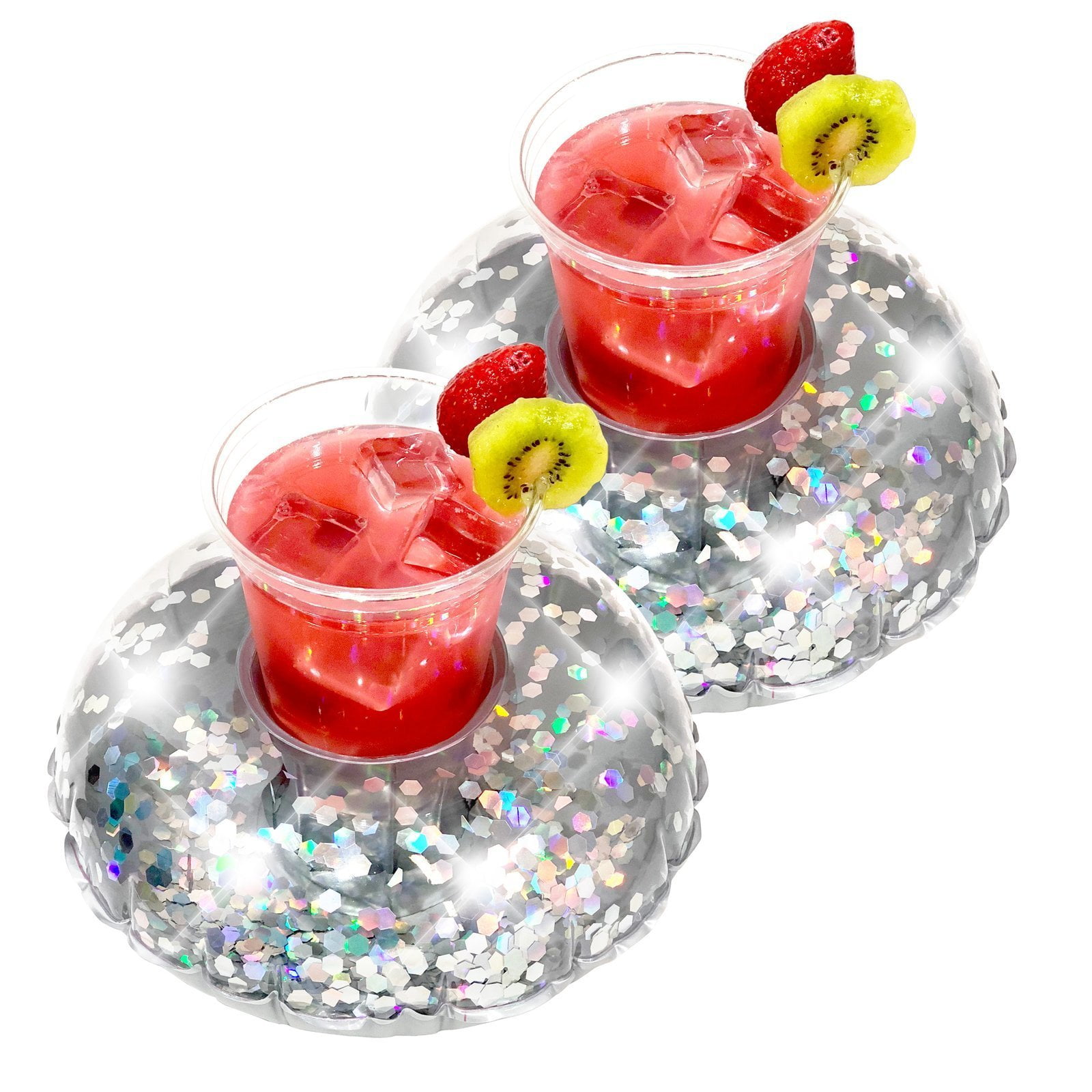 Pool Candy Glitter Inflatable Drink Floats 2 Pack Silver Walmart