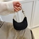 thumbnail image 2 of Bolsa De Hombro Bolso de mano para mujer, bolso de fieltro para axilas, bolso de media luna perlado, bolsos de mano sólidos (negro) Likrtyny Para Estrenar, 2 of 6