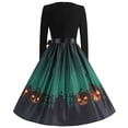 thumbnail image 4 of Edvintorg Fall Wedding Guest Dresses Women's Vintage Dress Cute Print Long Sleeve V-Neck Halloween Evening Party Dresses, 4 of 6