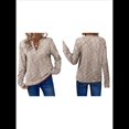 thumbnail image 3 of Blusas de Punto Gofre para Mujer, Camisas de Larga con Cuello en V, Blusas Casuales Elegantes Estilo Henley, Conjuntos de Otoño 2025 Albaricoque L, 3 of 6