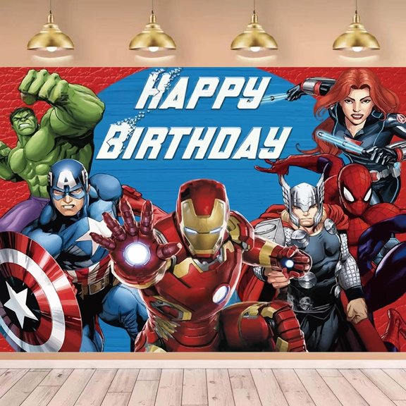 Avengers Birthday Anime Theme Backdrops Banner Birthday Party Decor Supplies,5.9x3.6ft party decorations for girls and kids
