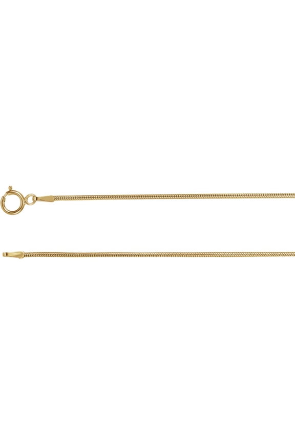 14K Yellow Gold Solid Snake 7" Chain