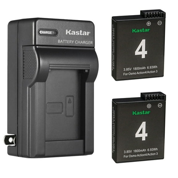 Kastar 2-Pack Battery and AC Wall Charger Replacement for DJI Osmo Action 3/4/5 Pro Battery, DJI Osmo Action 3 Sport Camera, DJI Osmo Action 4 Sport Camera, DJI Osmo Action 5 Pro Sport Camera