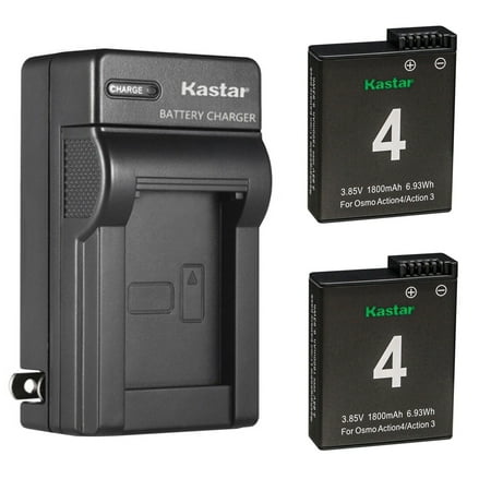 Kastar 2-Pack Battery and AC Wall Charger Replacement for DJI Osmo Action 3/4/5 Pro Battery, DJI Osmo Action 3 Sport Camera, DJI Osmo Action 4 Sport Camera, DJI Osmo Action 5 Pro Sport Camera