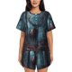 thumbnail image 1 of Fotbe Mystical Forest Elk Conjunto de Pijama Estampado para Mujer, 2 Piezas, Ropa de Dormir con Camiseta de Manga Corta y Shorts Suaves-Medium, 1 of 6