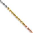 thumbnail image 1 of 14k Tri Colored 20 Inch 2.5mm Rope Chain Necklace Pendant Charm, 1 of 9