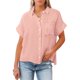 thumbnail image 1 of Parte Superior De La Moda Blusas básicas de algodón sueltas para mujer de manga corta ropa diaria (rosa XXL) Ygjytge para Mujer Rosa T L, 1 of 7