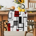 thumbnail image 4 of Abstract Geometric Squares Table Runner-90 Inch Long Black Red Modern Line Art Table Runners Linen Burlap Tablerunner for Kitchen Dining Room Holiday Party, 4 of 9