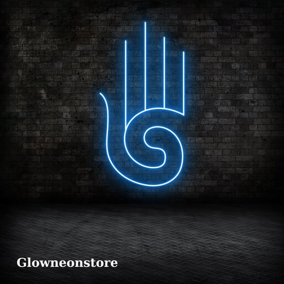 Glowneon Hamsa Spiral Hand Icon Neon, Line Art Jewish Neon, Hamsa Hand Jewish Led Light