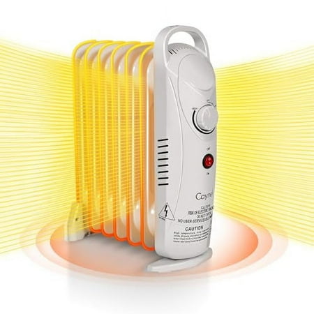 

CAYNEL 7-Fin Electric Indoor Space Heater Quiet Portable Room Heater with Thermostat Energy Saving Full Room Heater with Safety Features Fast Heating White