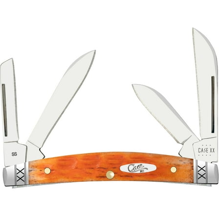 Case Small Congress Pocket Knife 1.86" Spear, Sheepsfoot, Pen and Coping Tru-Sharp Mirror Polished Blade Jigged Bone Handle Cayenne