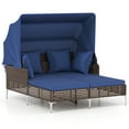 thumbnail image 1 of Gymax Daybed w/ Retractable Canopy PE Wicker Rattan Patio Double Chaise Lounger Navy, 1 of 9