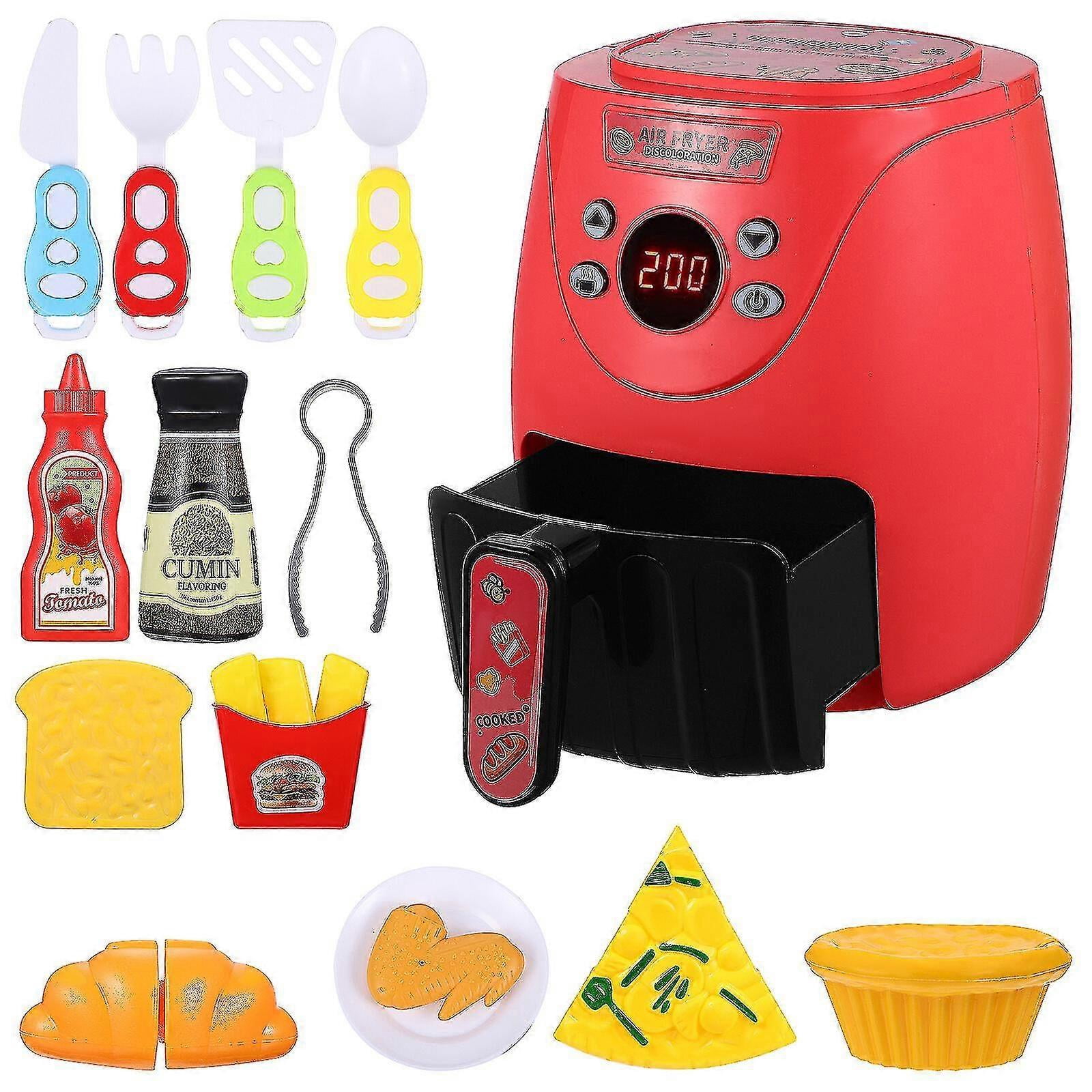 1 Set Air Fryer With Color Changing Play Food Kitchen Playset Cooking Pretend Plaything For Birthday Gift Banmo