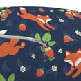 thumbnail image 3 of Fox Pouf Cover with Zipper, Cartoonish Pattern with Animal and Floral Strawberry Fruit Print, Soft Decorative Fabric Unstuffed Case, 30" W X 17.3" L, Dark Lavender Multicolor, by Ambesonne, 3 of 5