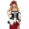 thumbnail image 3 of Leg Avenue Women's 3 Piece Buried Treasure Beauty Pirate Costume, Burgundy/Blue, Large, 3 of 7