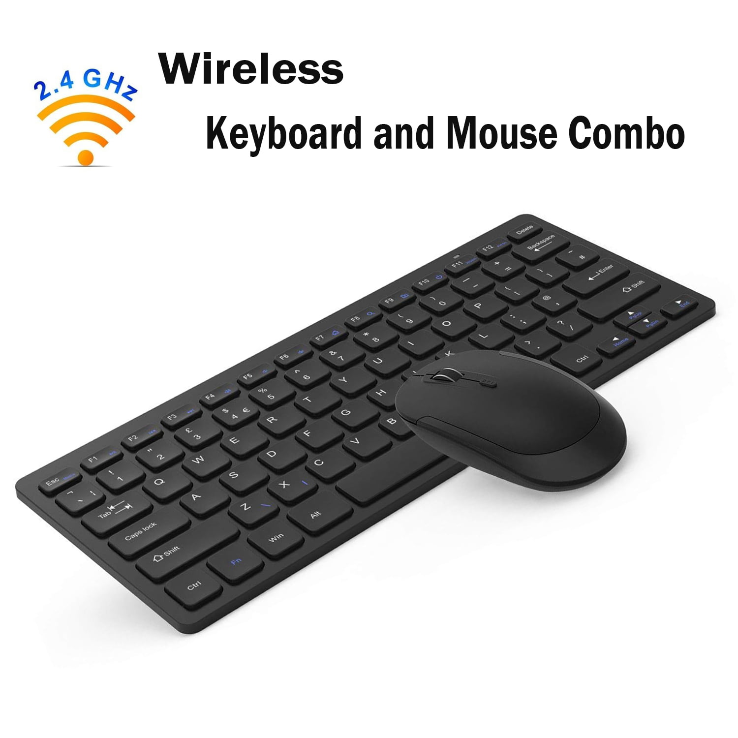 Jelly Comb Wireless USB Keyboard and Mouse Combo 2.4G Wireless Rechargeable Keyboard and Mice QWERTY UK Layout with USB Receiver for PC/Laptop/Computer with Windows System Space Gray