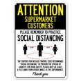 thumbnail image 1 of SignMission OS-NS-P-1014-25373 Covid-19 Notice Sign - Attention Supermarket Customers Practice Social Distancing, 1 of 1